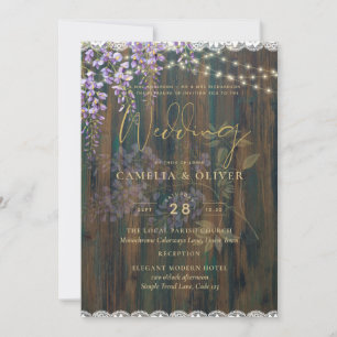 Invitation LeahG Rustic WISTERIA Dentelle Floral Wedding INVI