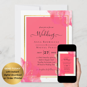 Invitation LeahG Saumon PINK OR MARIAGE alcool encre