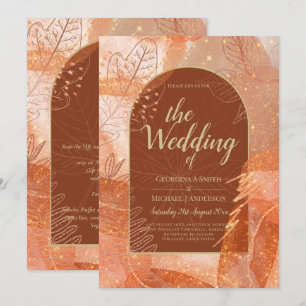 Invitation LeahG Terracotta Gold Automne Mariage de automne I