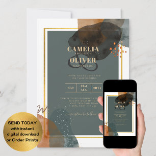 Invitation Leahg TURQUOISE TONNES DE TERRE MARIAGE INVITE QR 