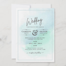 Invitation LeahG Verre de mer Turquoise Turquoise Bleu Mariag