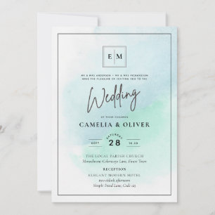 Invitation LeahG Verre de mer Turquoise Turquoise Bleu Mariag