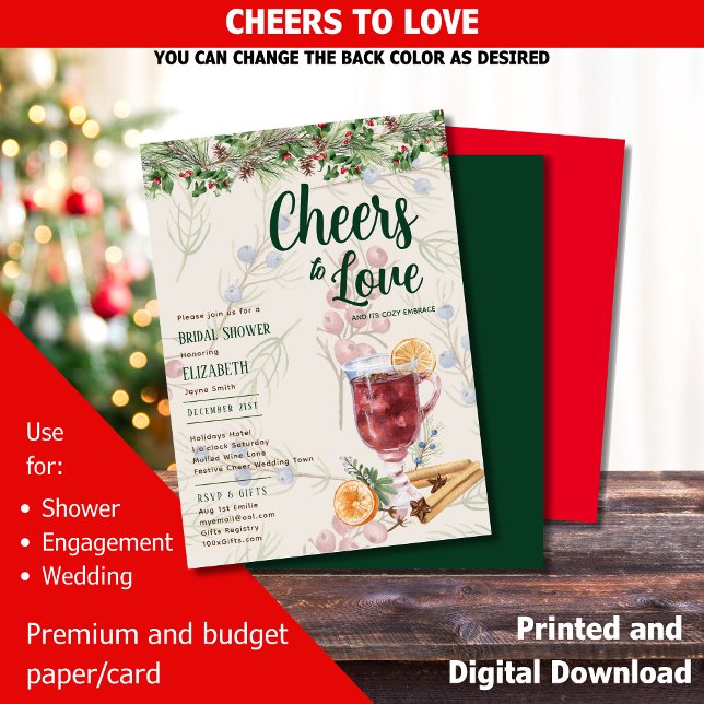 Invitation LeahG Winter Mulled Wine Fête des mariées Mariage (Créateur téléchargé)