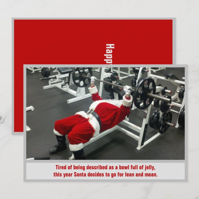 Invitation Lean & Mean Père Noël - Funny Silly Joke Noël (Devant / Derrière)