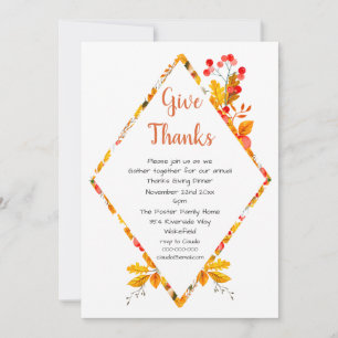 Invitation Leaves Automnes & Berries Merci Dîner Dîner Donnan