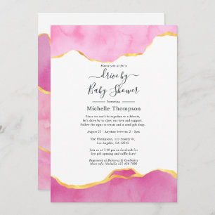 Invitation Lecteur d'agate rose et or par douche