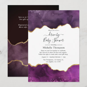 Invitation Lecteur d'agate violet et or par douche