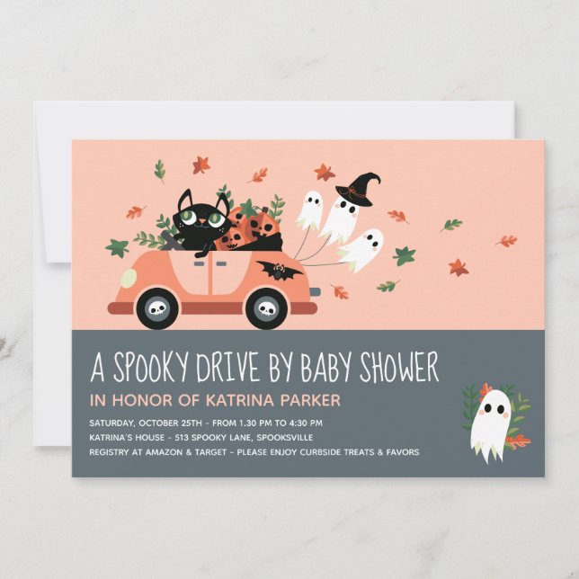 Invitation Lecteur Éffrayant Halloween Par Baby shower Blush (Devant)