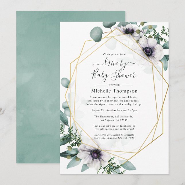 Invitation Lecteur Géométrique Eucalyptus Anémonique Par Douc (Devant / Derrière)