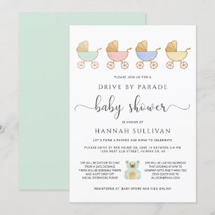Invitation Lecteur par Baby shower   Retro Carrières Parade