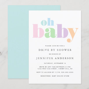 Invitation Lecteur par douche   Oh Baby Pastel Minimal Modern