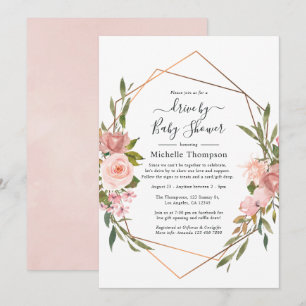 Invitation Lecteur rose or et rose pâle par douche