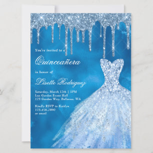 Invitation Lecteurs de Parties scintillant bleu luxe Quincean
