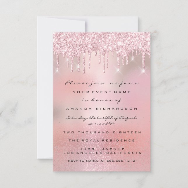 Invitation Lecteurs de Parties scintillant Glam Rose Gold Bri (Devant)