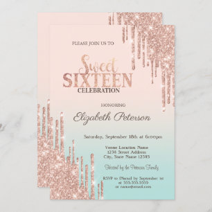 Invitation Lecteurs de Parties scintillant moderne Rose Or Om