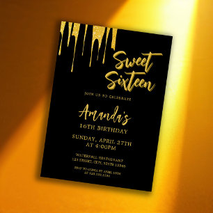 Invitation Lecteurs de Parties scintillant Or de luxe Sweet 1