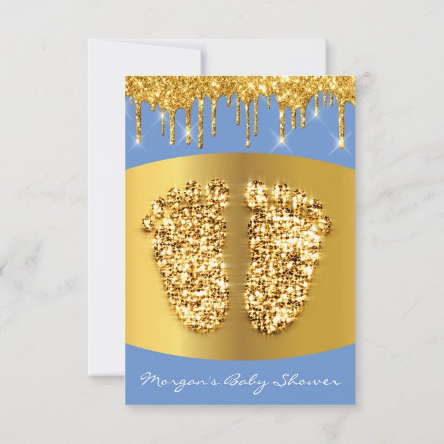 Invitation Lecteurs d'or Baby shower bleu royal Pieds Garçon (Dos)