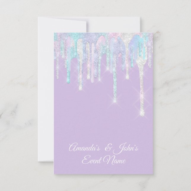 Invitation Lecteurs holographiques Unicorn Mermaid Sweet 16th (Dos)