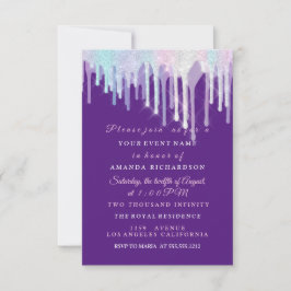 Invitation Lecteurs holographiques Unicorn rose pourpre doux 