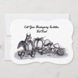 Invitation L'écureuil en Automne, Bon thanksgiving !