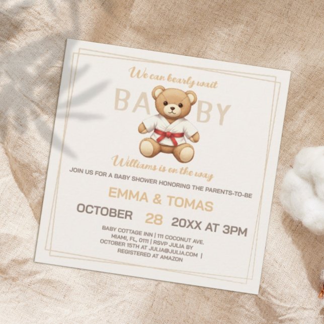 Invitation Legendary Red Belt Judo Bear – Baby Shower (Créateur téléchargé)