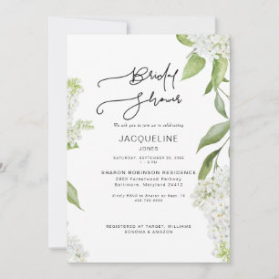 Invitation L'élégant Hydrangea Blanc pour une Baby Shower de 