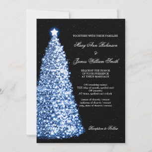Invitation L'Élégant Mariage de Noël Sparkle Blue