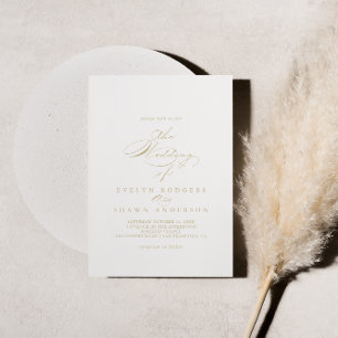 Invitation L'Élégante Calligraphie Or Mariage De