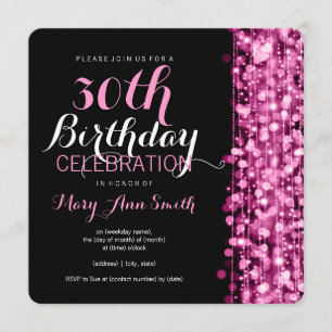 Invitation L'élégante fête du 30e anniversaire éclate de rose
