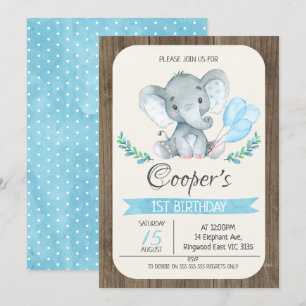 Invitation L'éléphant monte en ballon l'invitation