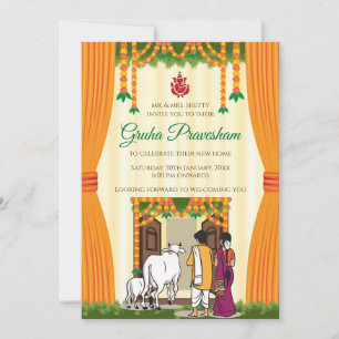 Invitation L'emménagement en Inde invite le Gruhapravesam num