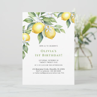 Invitation Lemon citrus 1st birthday. Einladung