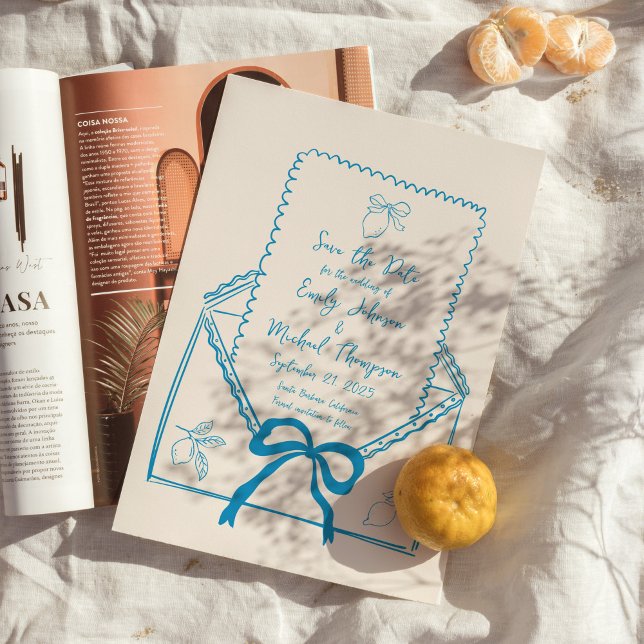 Invitation Lemon Dessiné à la Main Italien Enregistrer la Dat (Créateur téléchargé)