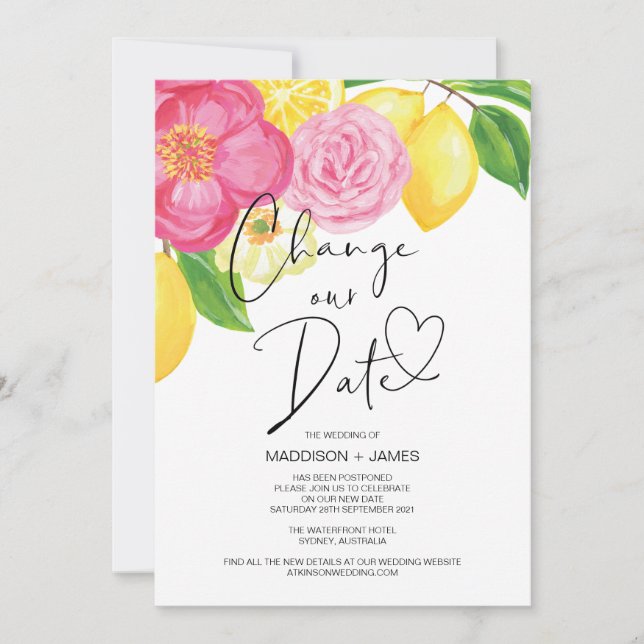 Invitation Lemon floral de printemps Changer le Mariage de da (Devant)