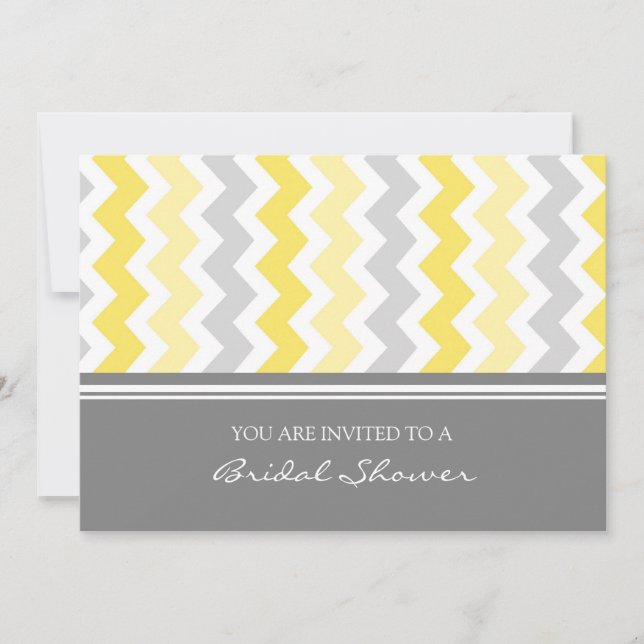 Invitation Lemon Gray Chevron Bridal Shower Invite Cards (Devant)