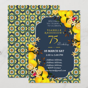 Invitation Lemon Méditerranée Jaune Bleu 75ème
