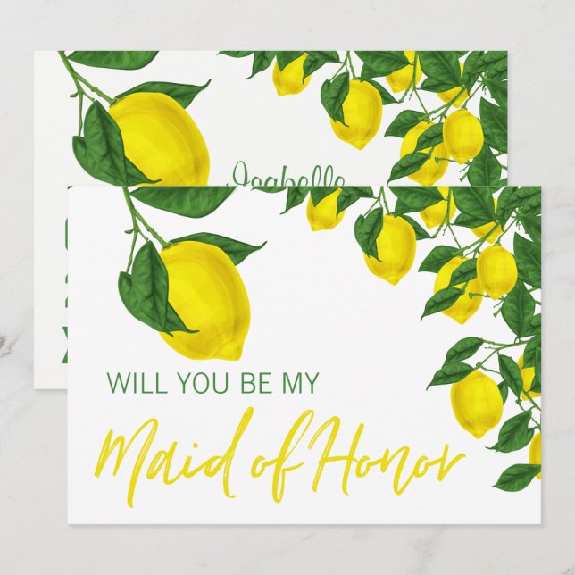 Invitation Lemon Summer Serez-vous ma servante d'honneur ? (Devant / Derrière)