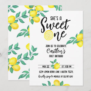 Invitation Lemon Sweet One First Birthday Invite