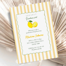 Lemon Yellow Stripe Chic Graduation Party