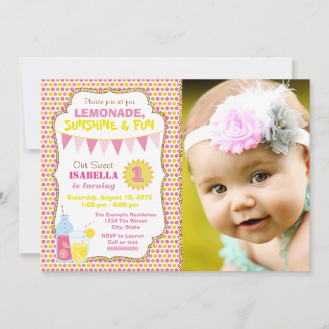 Invitation Lemonade Anniversaire Photo Fête Lemonade (Devant)