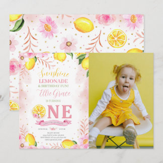 Invitation Lemonade florale 1er anniversaire Photo