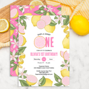 Invitation Lemonade rose Citron doux 1er anniversaire
