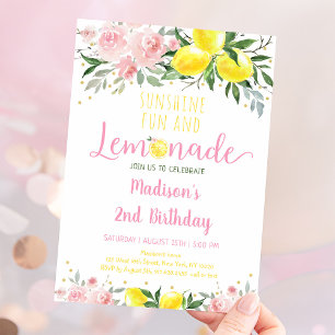 Invitation Lemonade Soleil rose Floral Anniversaire
