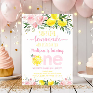 Invitation Lemonade soleil rose Floral premier anniversaire