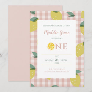 Invitation Lémonade soleil rose Plaid Premier anniversaire
