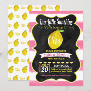 Invitation Lemonade Sunshine rose Jaune Chalkboard Anniversai
