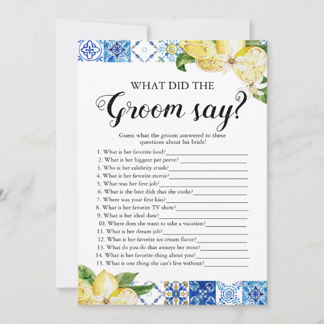 Invitation Lemons Qu'Est-Ce Que La Salle A Dit Fête des marié (Devant)