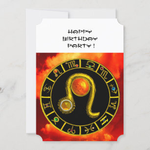 INVITATION LEO, GEM TOPAZ, SIGNES ZODIAQUES, FÊTE D'ANNIVERSA