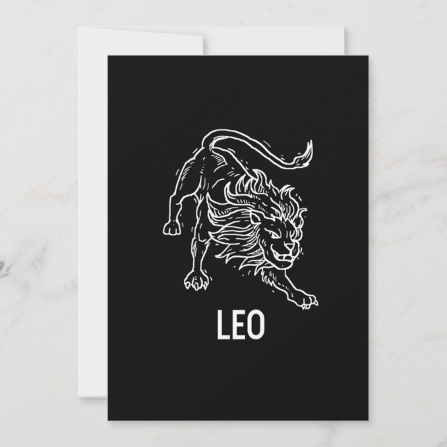 Invitation Leo Lion Astrologie Anniversaire Cadeau Signes Zod (Devant)