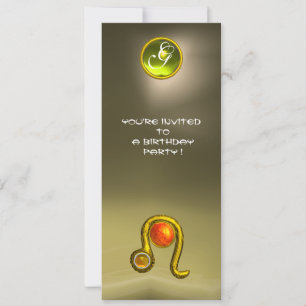 Invitation LEO TOPAZ MONOGRAM jaune orange rouge gris agate